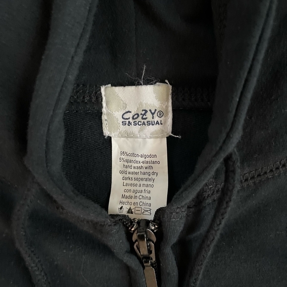 Women Tracksuit S&S Casual Sweatsuit Two Piece Black Hooded Sweatshirt Pants Set - Picture 6 of 6